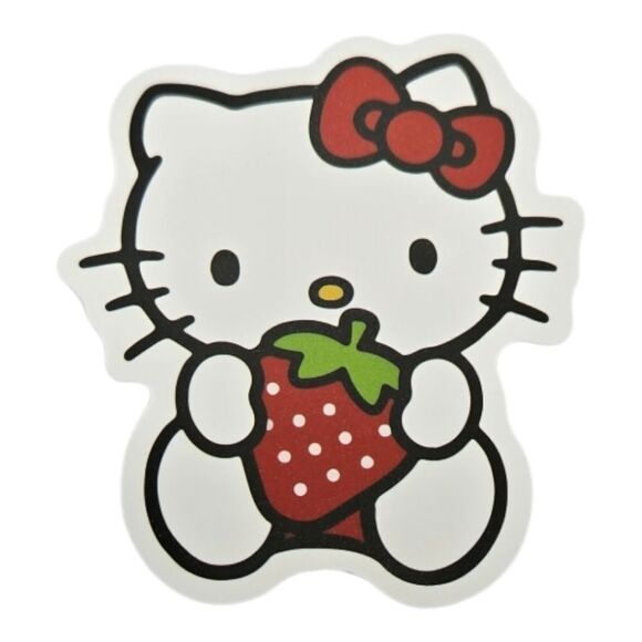 Hello Kitty Sticker Self-Adhesive Laptop Luggage Locker Sitting Strawberry - Picture 2 of 5